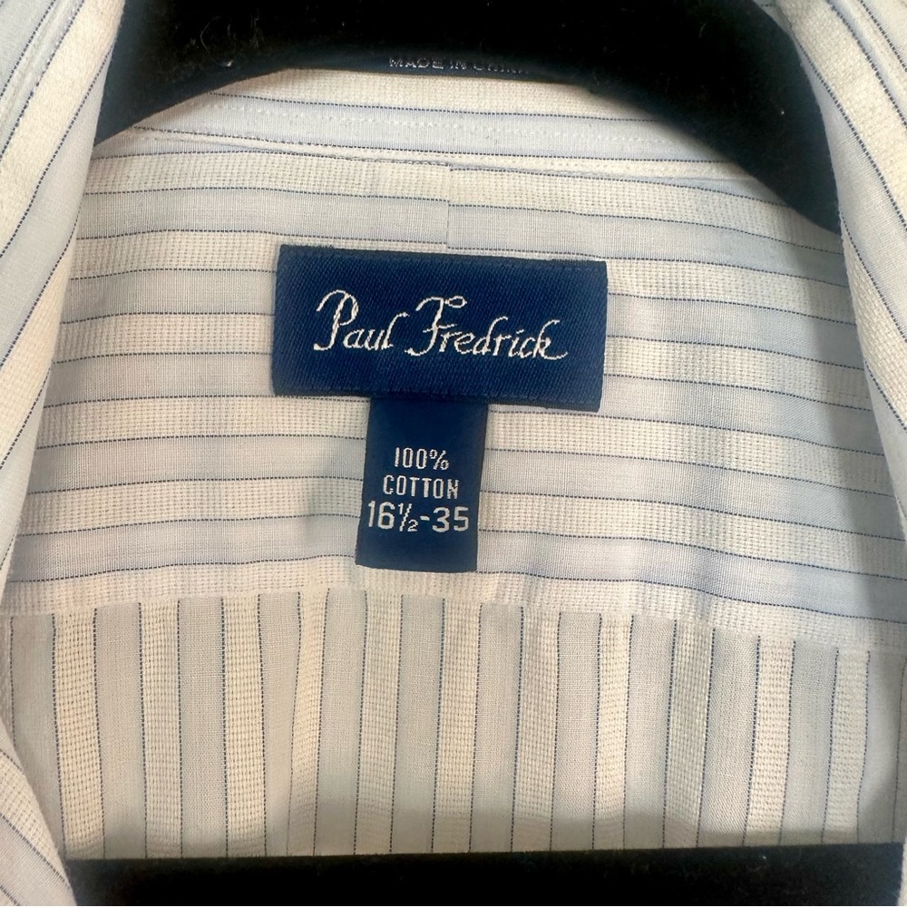 Paul Frederick Dress Button Shirt 16.5-35 Finest Long Staple 100% Cotton Striped - Picture 3 of 7